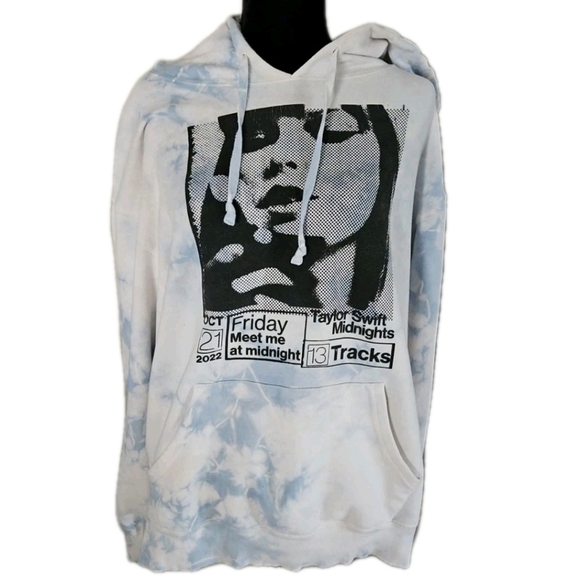 Taylor Swift Womens Taylor Swift Midnights Concert Cozy Blue Tie Dye Hoodie L - Picture 3 of 16